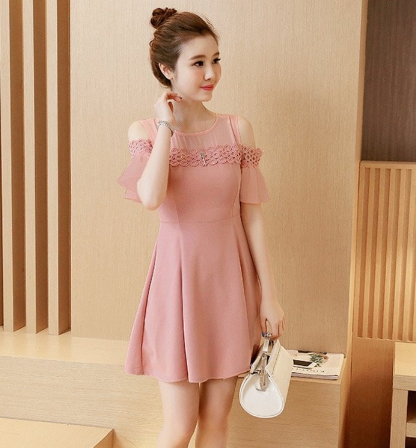 Đầm xòe trễ vai tay lỡ BY4116