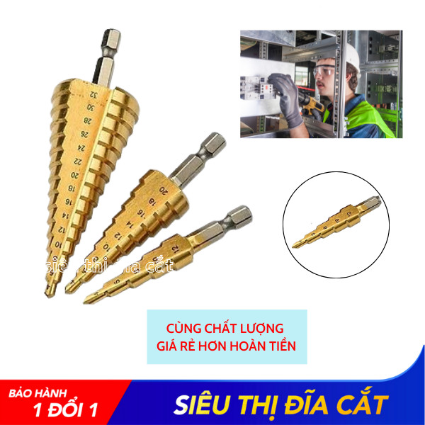 Bộ Mũi Khoan Tầng 3PC KingTom - Khoan Lỗ Tròn Phủ Titan Khoan Sắt, Inox, Nhôm