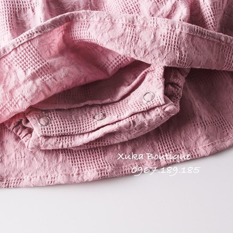 Bodysuit Dài Tay Giả Váy Kèm Mũ Tiểu Thư Cổ Ren Cánh Tiên Cao Cấp Bé Gái