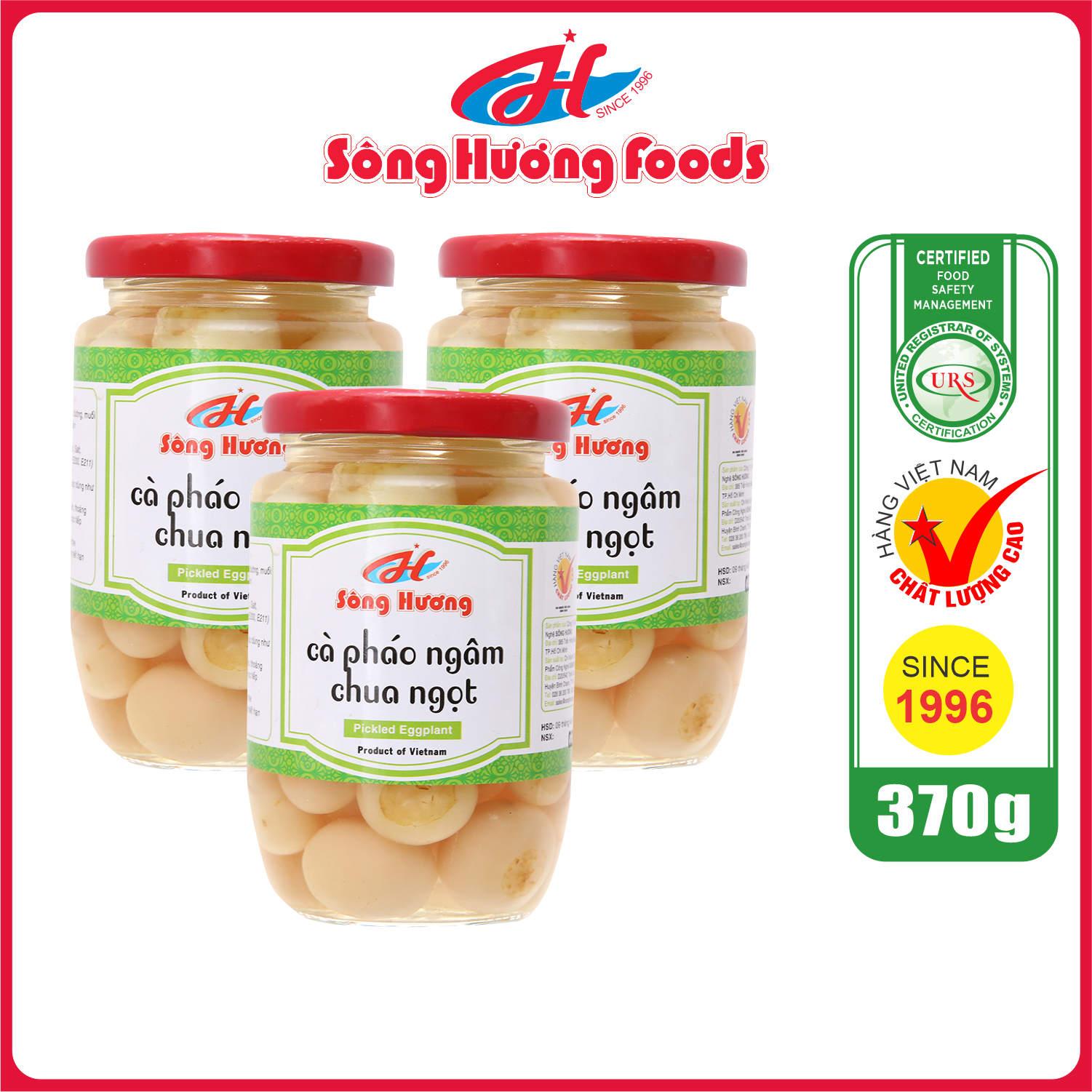 3 Hũ Cà Pháo Muối Ngâm Chua Ngọt Sông Hương Hũ 370g