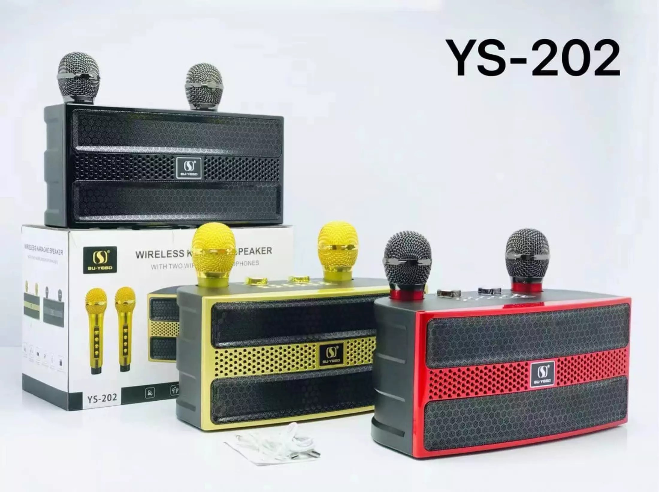 Loa Bluetooth Karaoke YS202 (YS-202) - Loa di động chất liệu nhựa cứng kèm micro không dây có hiệu ứng đổi giọng hát karaoke , nghe nhạc cực hay