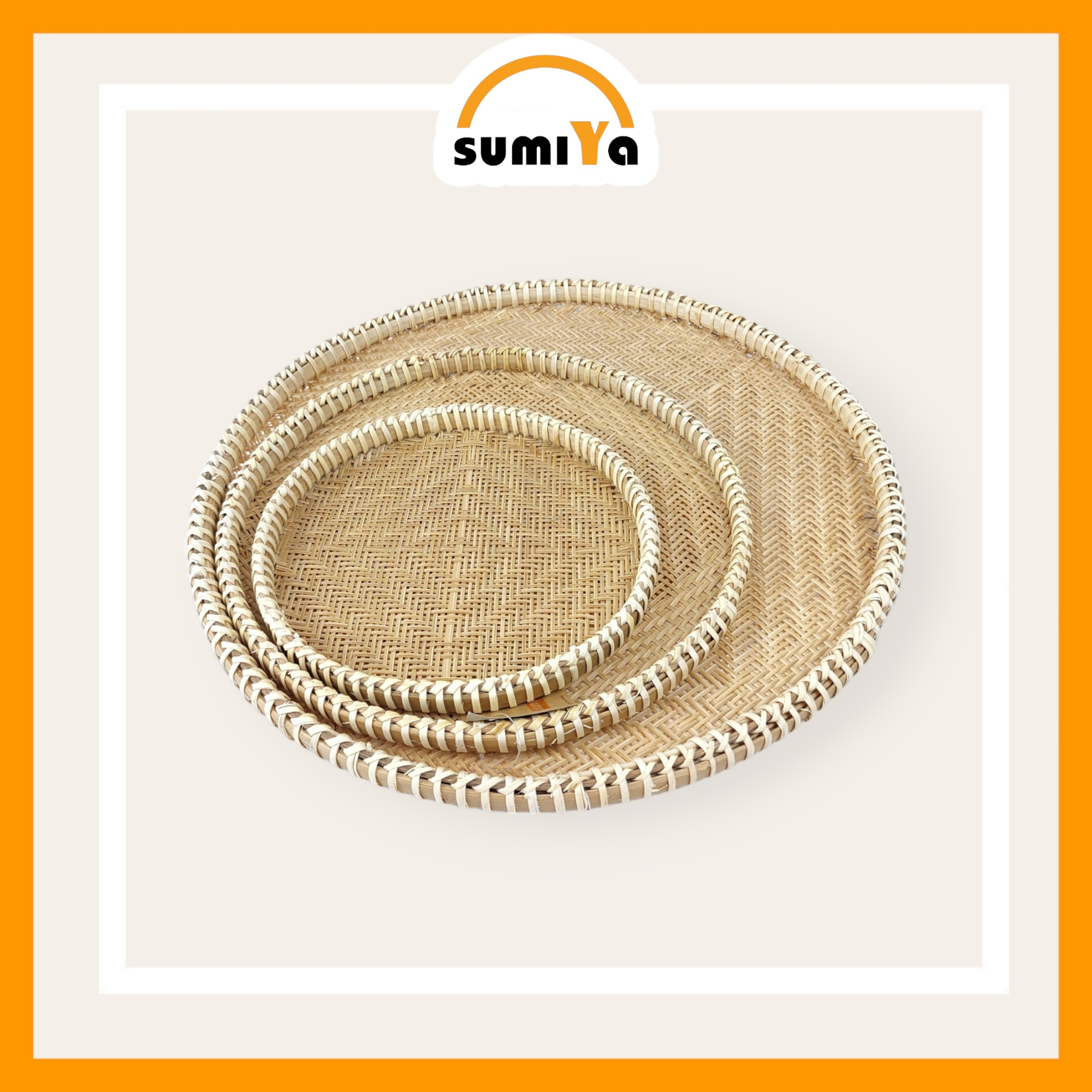 Mẹt tre viền mây đan thưa cao cấp hình tròn, nguyên liệu tự nhiên thân thiện với môi trường, dùng trang trí, để thức ăn