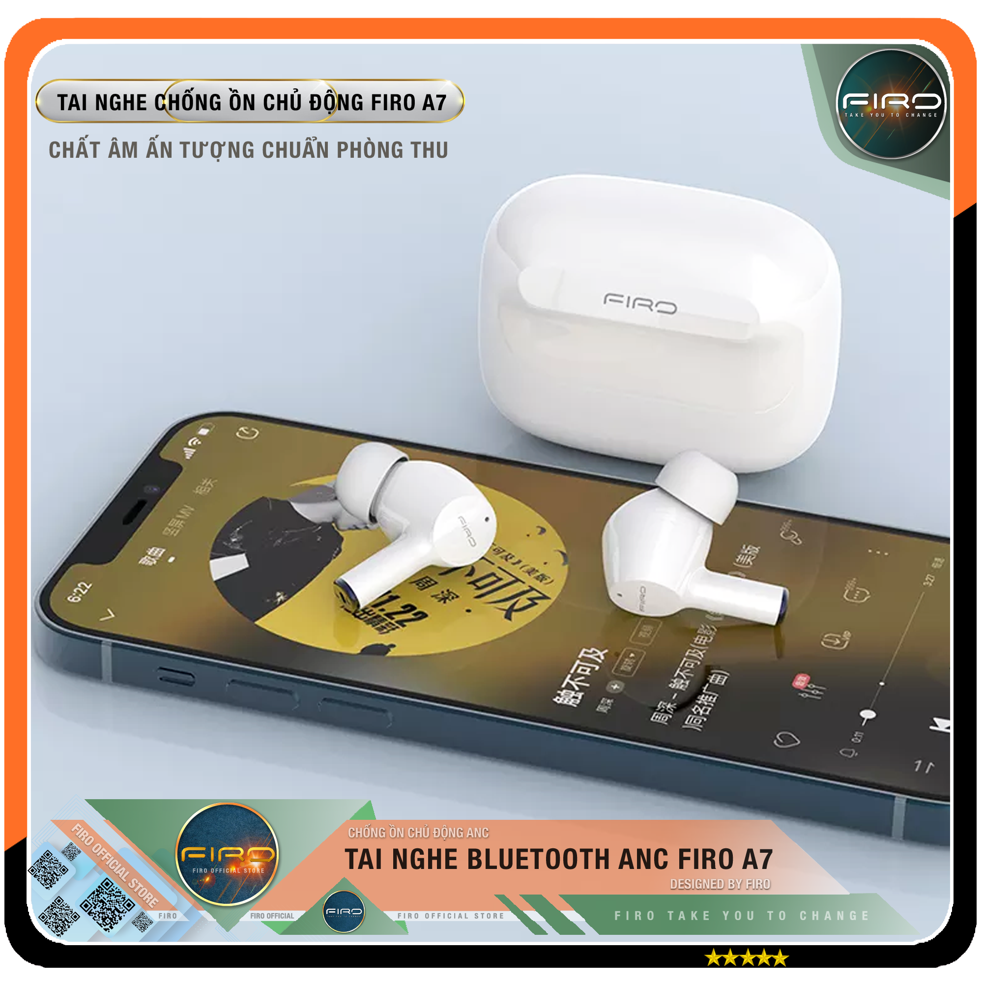 Tai Nghe Bluetooth FIRO Fi5 Pro2 - Tai Nghe Không Dây FIRO Công Nghệ Bluetooth V5.3 - Kháng Nước IPX5 - Điều Khiển Cảm Ứng Thông Minh - Âm Bass Cực Hay - Chống Ồn Cực Tốt - Tai Nghe FIRO Fi5 Pro2 Tương Thích Với Tất Cả Dòng Máy - Hàng Chính Hãng