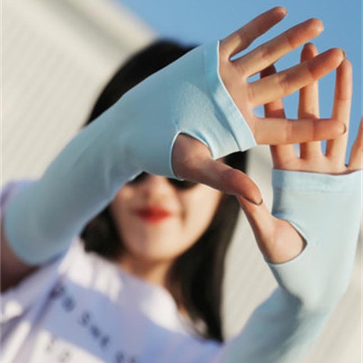 GĂNG TAY CHỐNG NẮNG ĐEN NAM NỮ VẢI THUN LẠNH DÀY DẶN CHỐNG TIA UV 98%, CO GIÃN