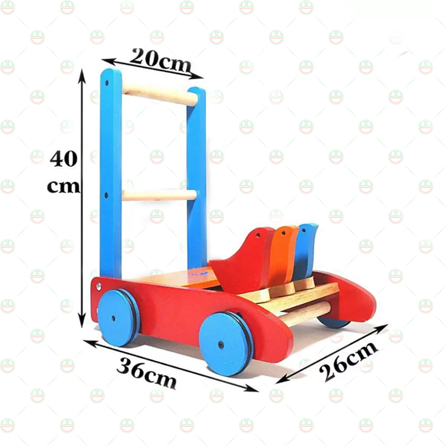 Xe Đẩy Tập Đi Cho Bé KhoNCC Hàng Chính Hãng, Có 3 Con Gà Bằng Gỗ Đập Lách Cách Vui Nhộn - KLM-XTDGG