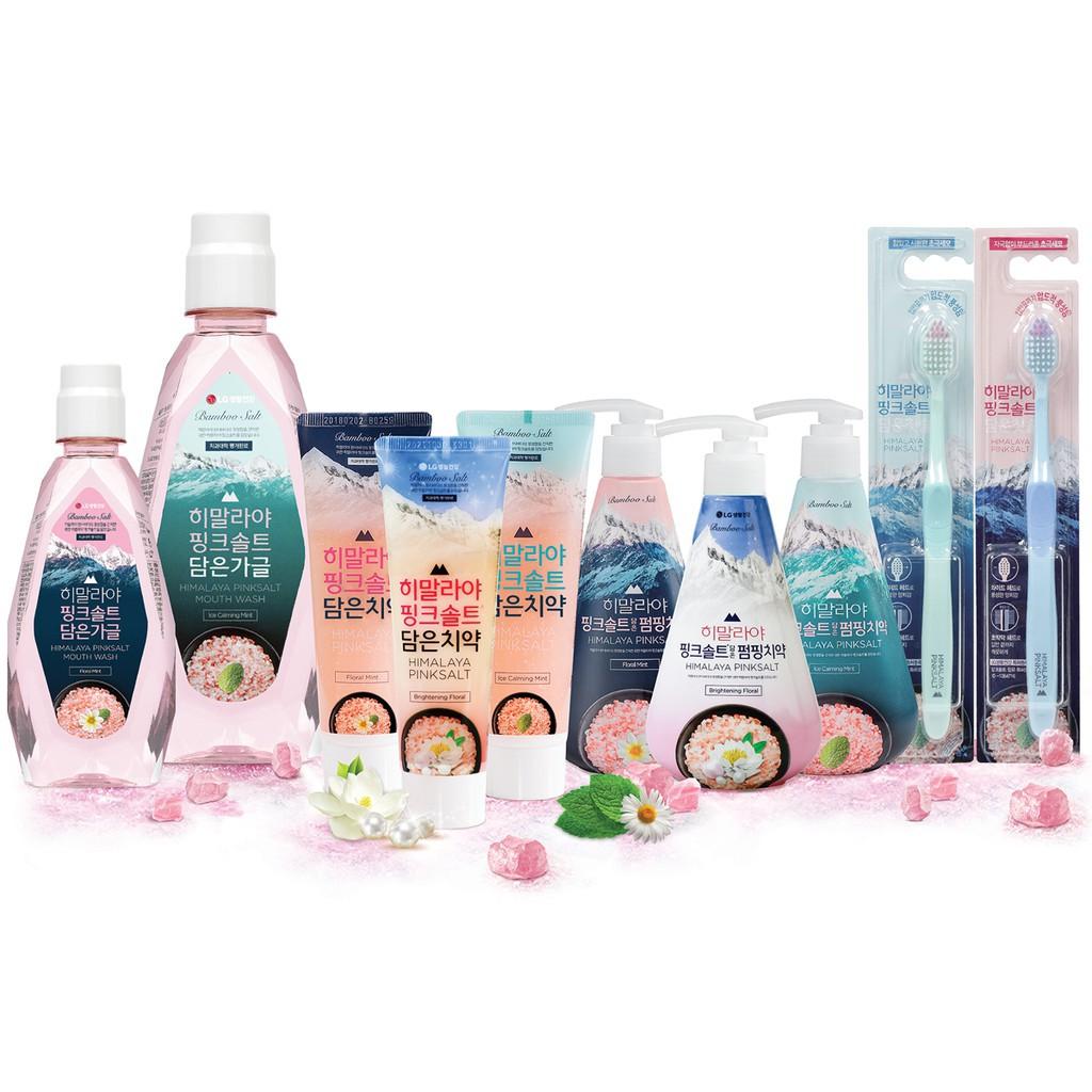 Combo 2 Kem đánh răng dạng vòi Bamboo Himalaya Pink Salt Pumping Ice Calming Mint Hương Bạc Hà Mát Lạnh 285gx2