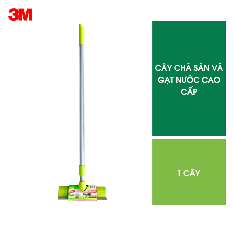 Cây chà sàn và gạt nước Scotch - Brite 3M đa năng - Sợi nylon bền chắc cao cấp, tay cầm thép không gỉ, gọn nhẹ