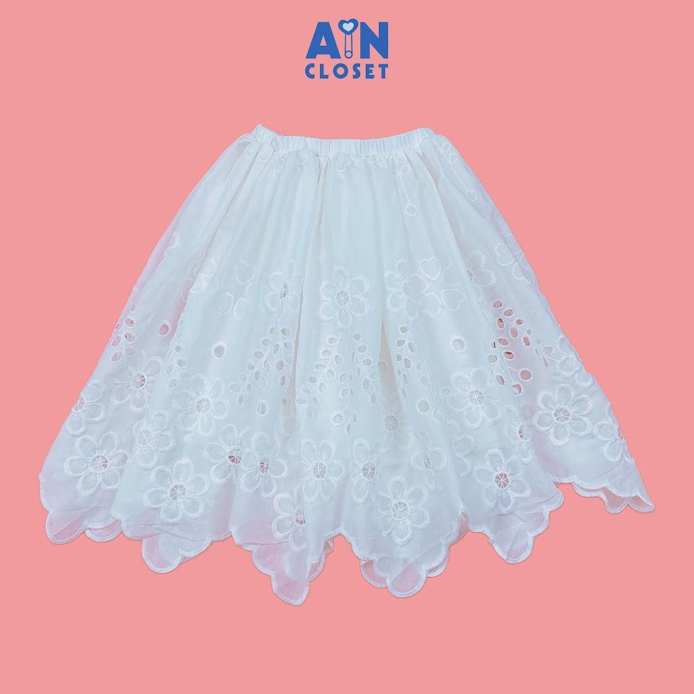 Chân Váy Dài bé gái họa tiết Trắng Hoa Thêu Cotton - AICDBGXC0TMR - AIN Closet