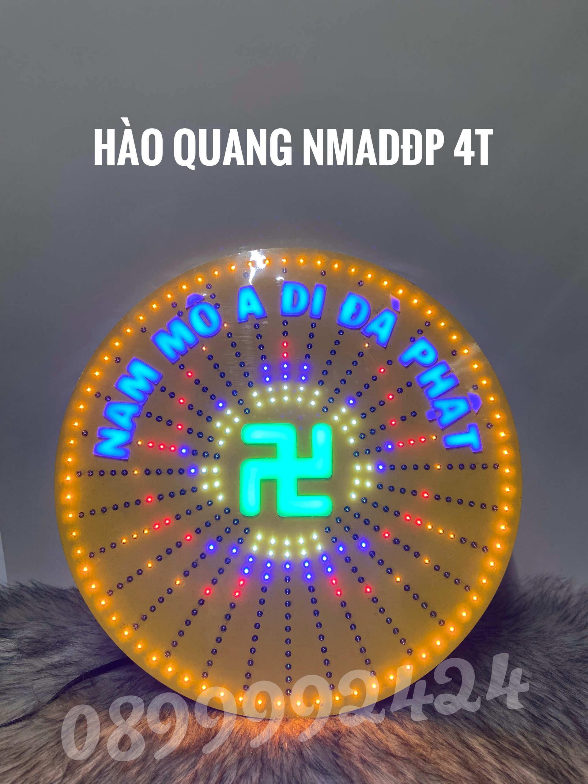 ĐÈN LED HÀO QUANG 4 TẤC CHỮ VẠN - NAM MÔ A DI ĐÀ PHẬT