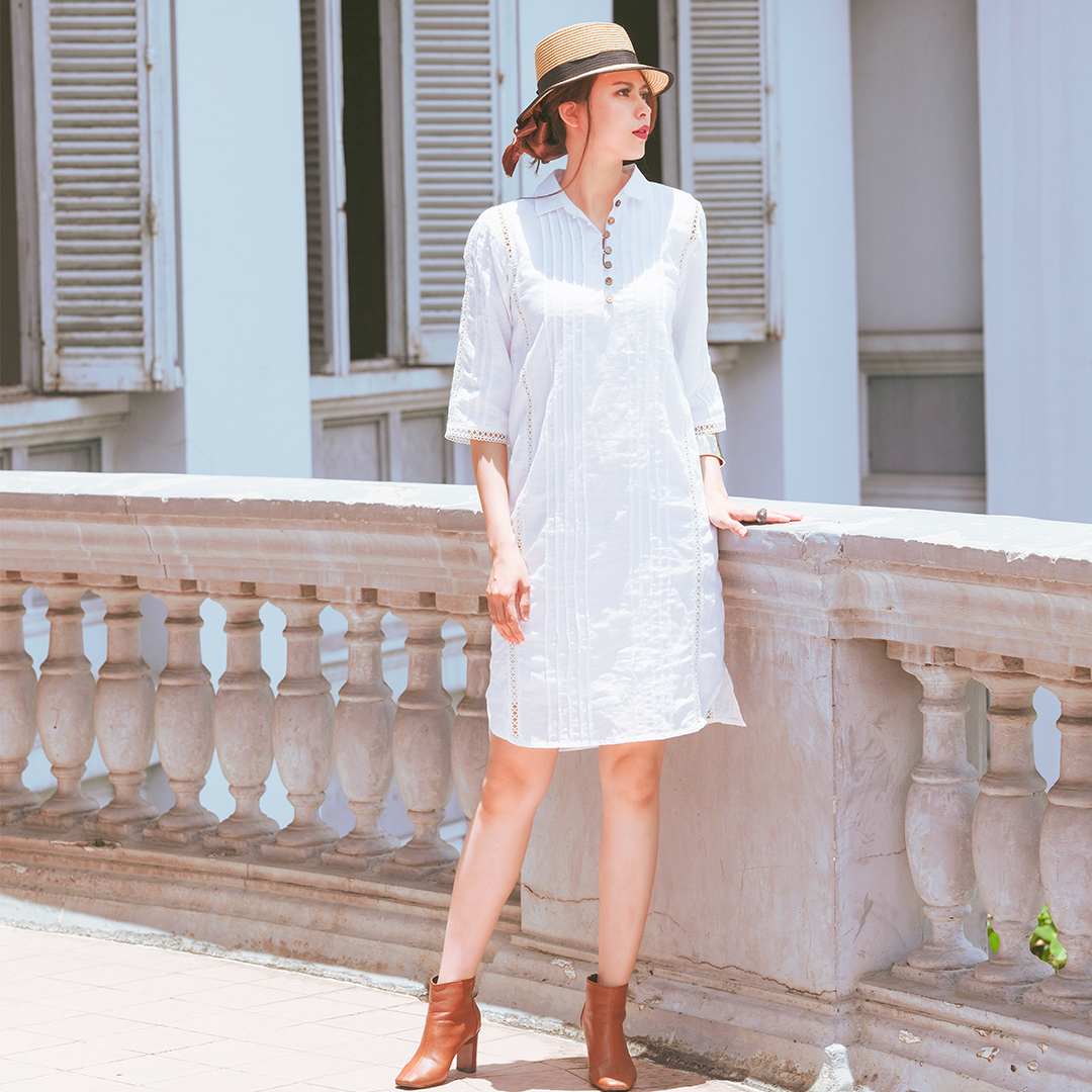 Đầm Linen Suông Đầm Kiểu Đẹp Thời trang thiết kế Hity DRE135