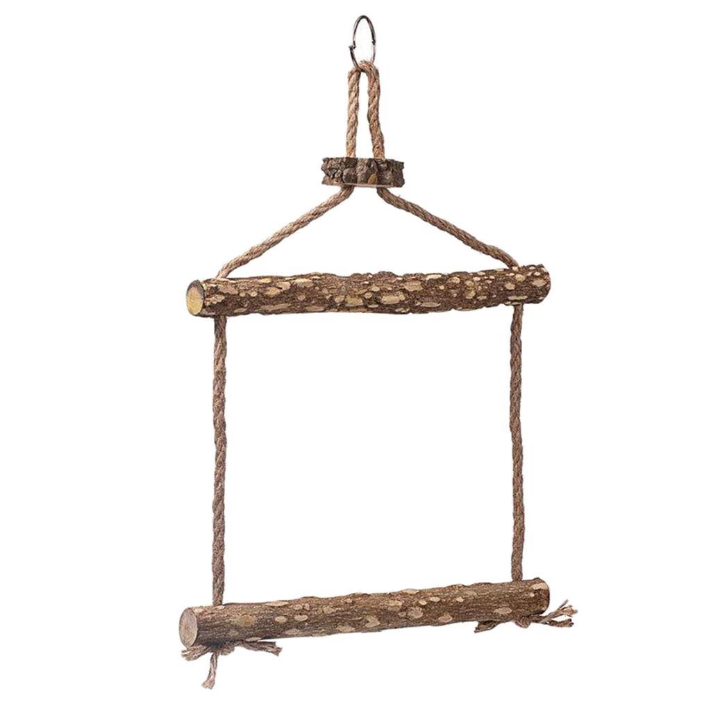 Wooden Bird Swing Parrot Parakeet Budgie Macaw Cage Climbing Hanging Toy
