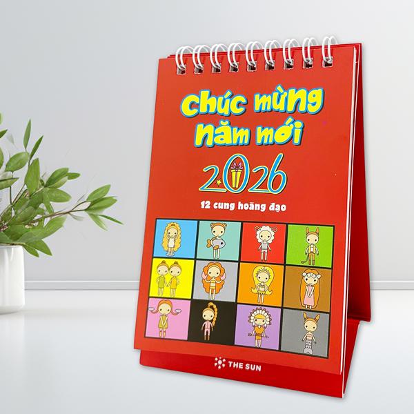 Lịch Bàn Chữ A 2026 - The Sun - 12 Cung Hoàng Đạo