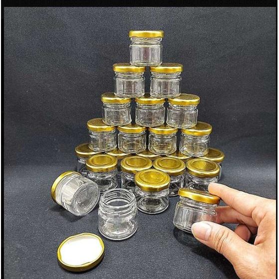 Lọ Thủy Tinh Nhỏ 30ML mẫu Trụ Tròn nắp thiếc vàng - Hũ đựng mật ong, sữa ong chúa, thực phẩm, mỹ phẩm