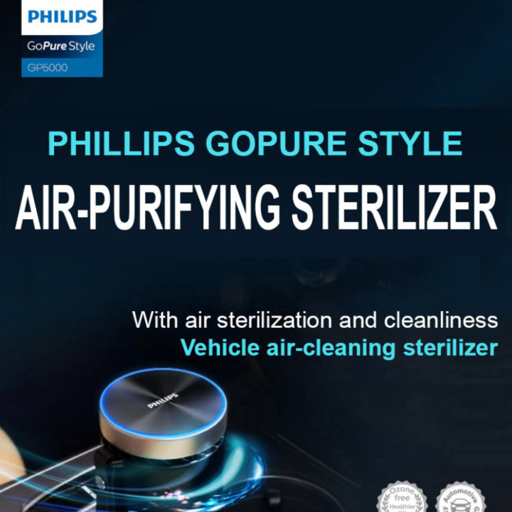 Máy khử mùi, lọc không khí dạng cốc trên xe ô tô cao cấp Philips GP5601 có 2 tốc độ Công suất 5.5W- Hàng nhập khẩu