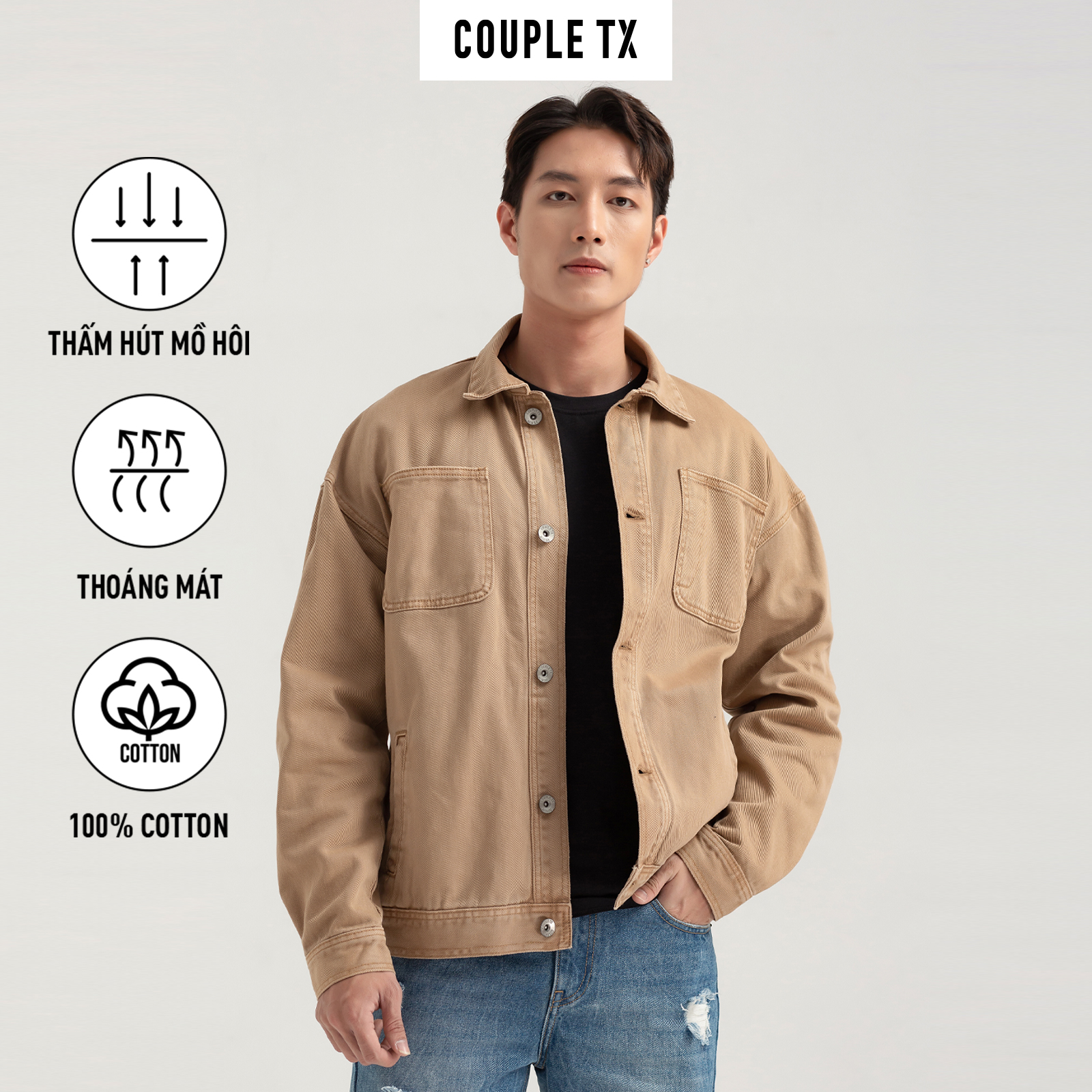 COUPLE TX - Áo Khoác Nam Jeans Nhuộm Màu MOF 1032