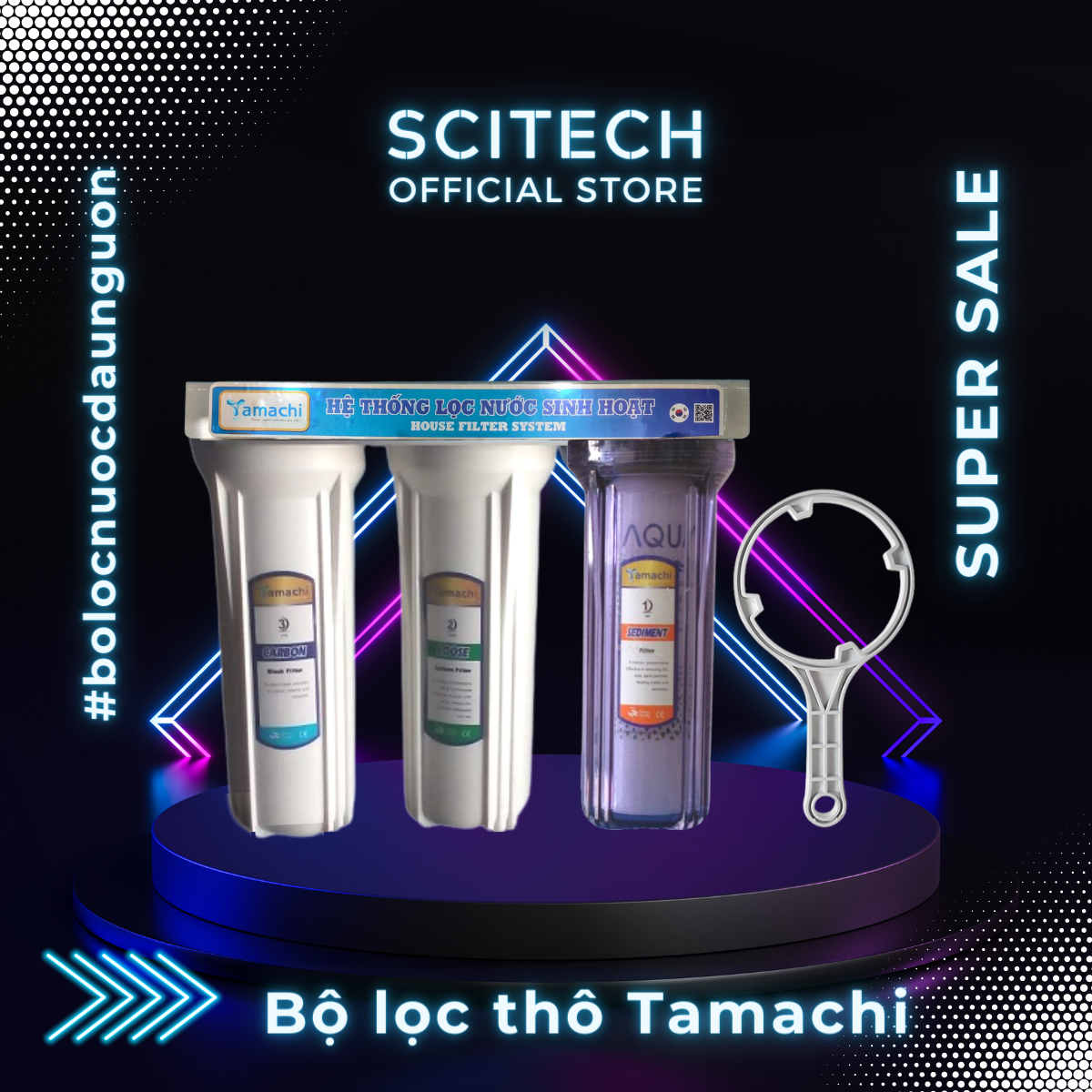 Bộ lọc nước sinh hoạt, bộ ba lọc thô 10 inch Tamachi by Scitech - Hàng chính hãng