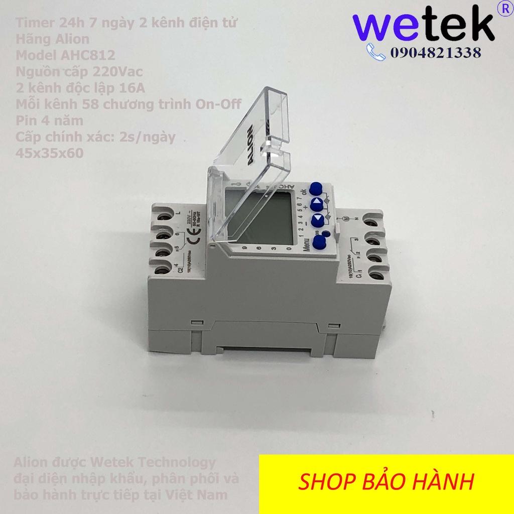 Công tắc hẹn giờ 2 kênh,  ALION AHC812, AHC-812, 230Vac, 24h, 7 ngày, 16A, 58 chương trình, rẻ nhất phân khúc cao cấp