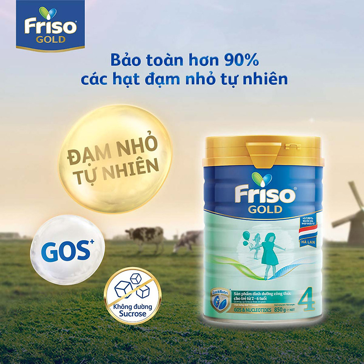 Combo 2 lon sữa Bột Friso Gold 4 850g (Dành Cho Trẻ Từ 2 - 6 Tuổi) + Tặng cân điện tử Friso mới