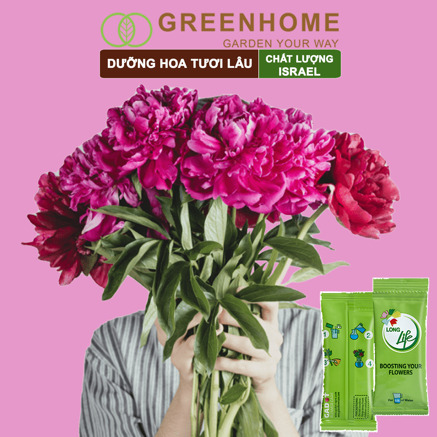 Dưỡng hoa lâu tàn Long Life, gói 5gr, hoa tươi lâu, nở bông to, không bị hôi nước |Greenhome