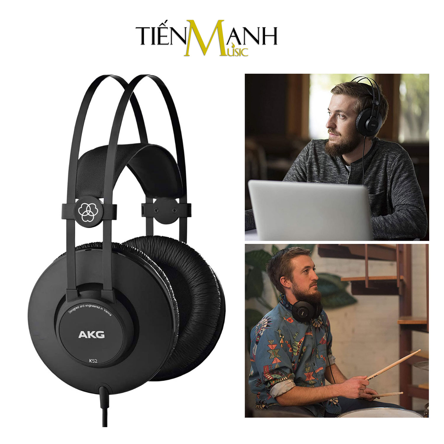 [Chính Hãng Mỹ] Tai Nghe Kiểm Âm AKG K52 Over-Ear Studio Monitor Headphones Professional - Kèm Móng Gẩy DreamMaker