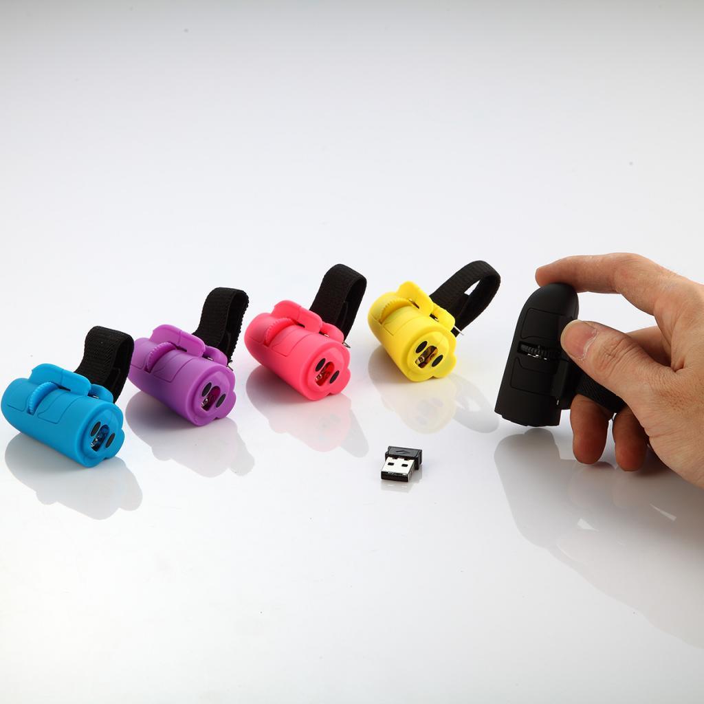 Mini Wireless USB Finger Mouse Optical Handheld Mice for Laptop PC Black