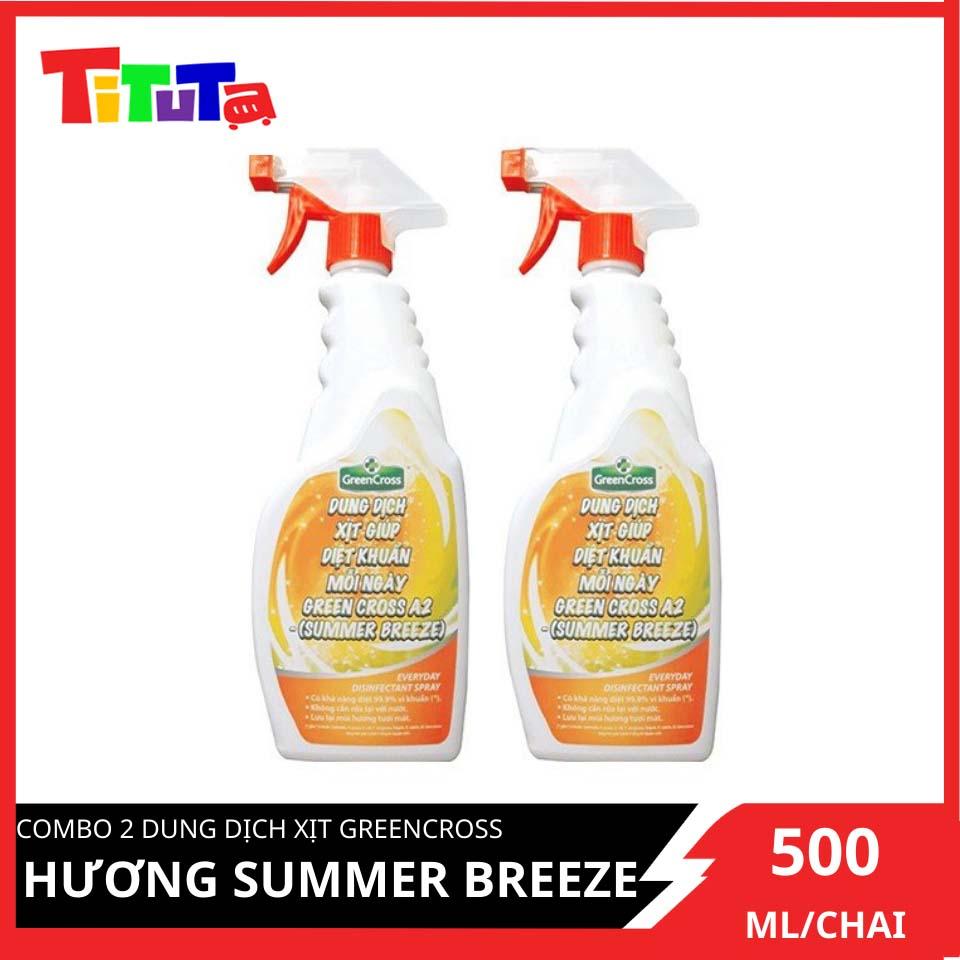 Combo 2 Dung Dịch Xịt Giúp Diệt Khuẩn Mỗi Ngày GreenCross Hương Summer Breeze 500ml