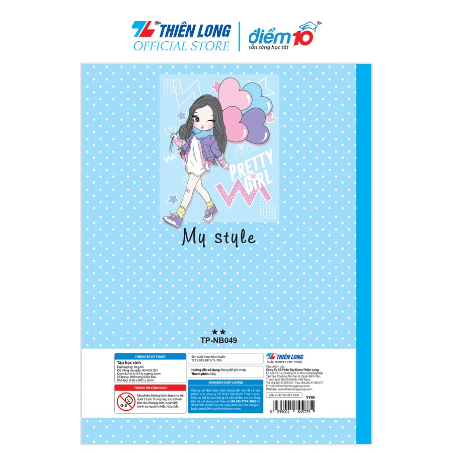 Combo 5-10 Tập học sinh 200 trang 4 ô ly ngang Điểm 10 TP-NB049