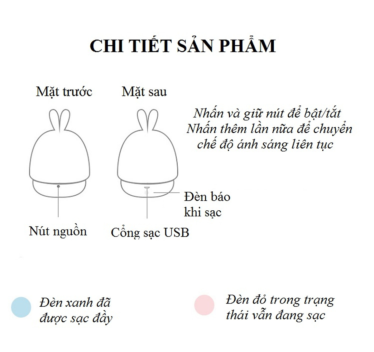 Đèn cảm ứng hình thỏ -Chạm tay để bật tắt