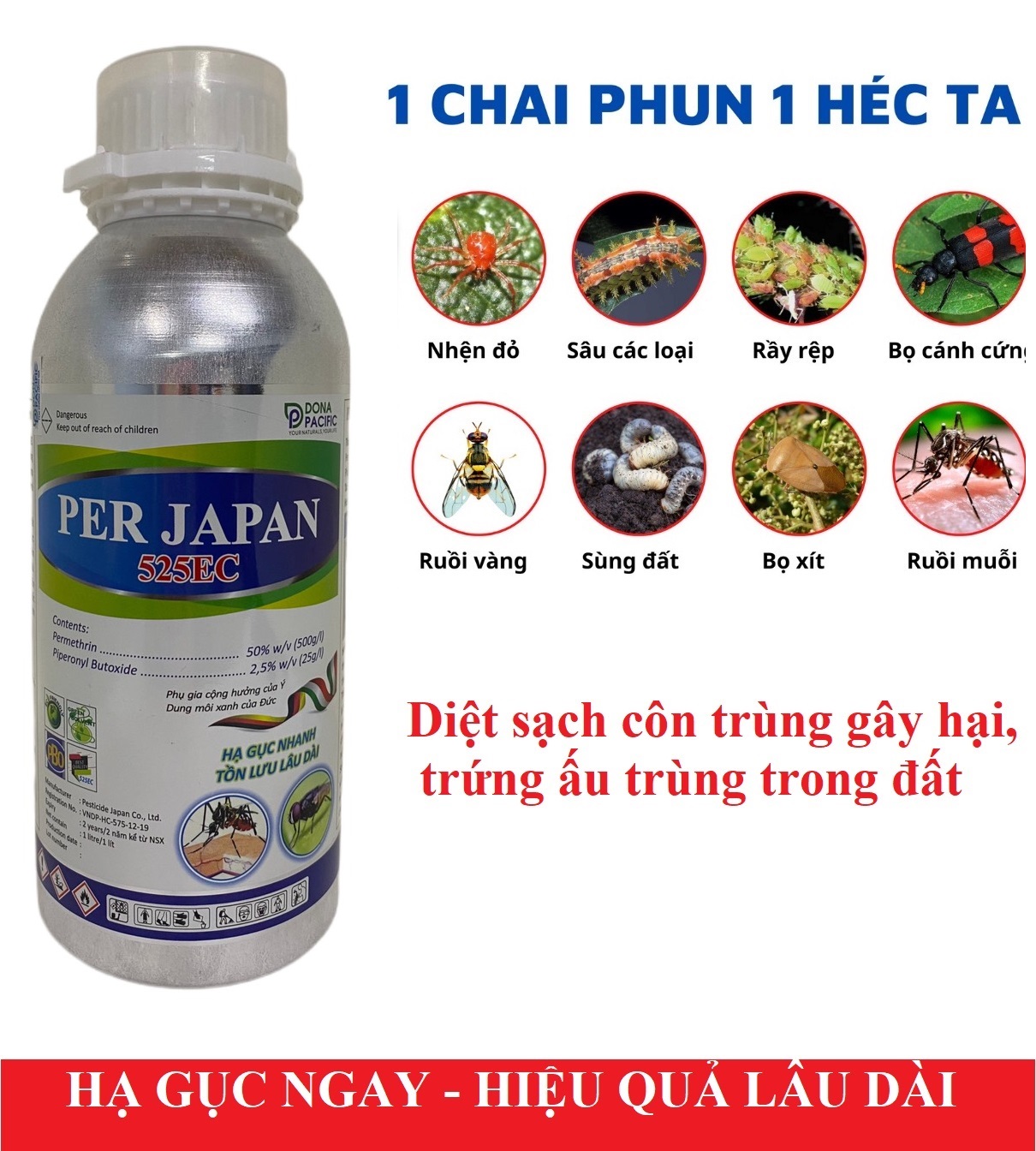 (Bộ Y Tế chứng nhận) Thuốc diệt muỗi PER JAPAN 525EC diệt côn trùng gây hại cho nhà cửa, trang trại và cây trồng...