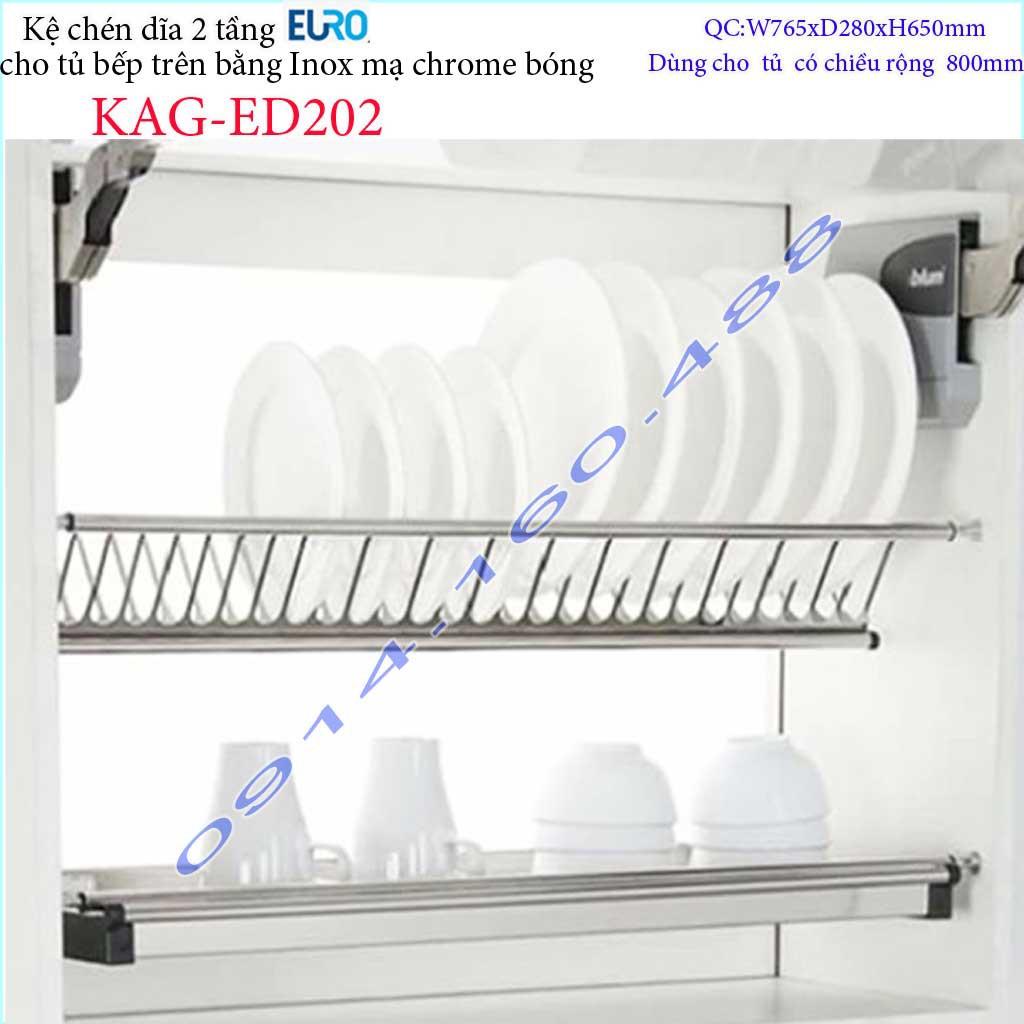 Kệ chén dĩa âm tủ KAG-ED202 - 76.5cm, Kệ chén bát chữ V 2 tầng Euro 76.5cm khay hứng Inox nước thiết kế đẹp tiện dụng