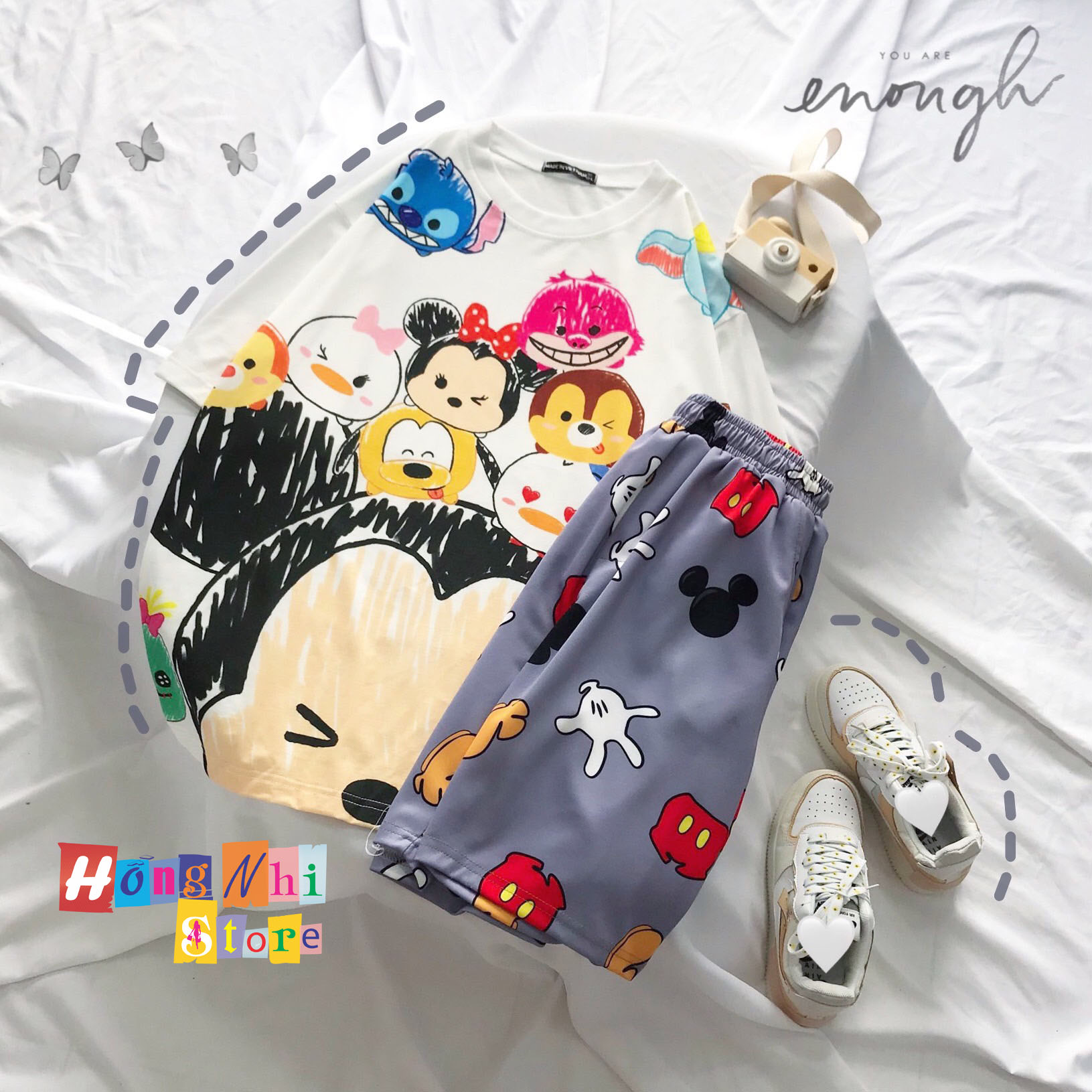 Quần Short Cartoon Unisex Quần Xám - Quần Đùi Hoạt Hình Siêu Cute - MM