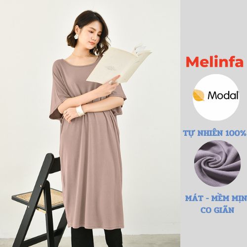 Váy đầm thun nữ cánh rơi vải Modal tự nhiên thoải mái vải mát mềm mại freesize mặc mùa hè mã VAV0358