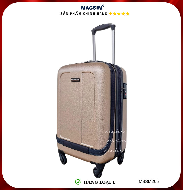 Vali cao cấp Macsim Smooire MSSM205 cỡ 20 inch màu đen, màu vàng- Hàng loại 1
