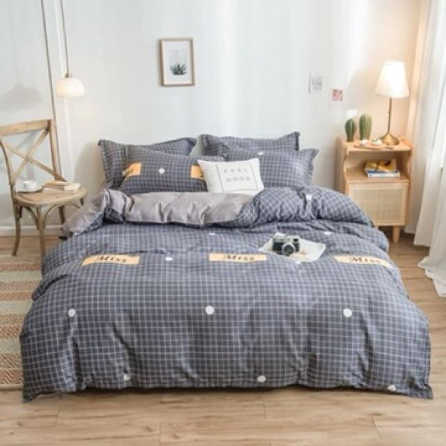 Set Cotton Poly Nhập khẩu 4 Món Xám Chữ