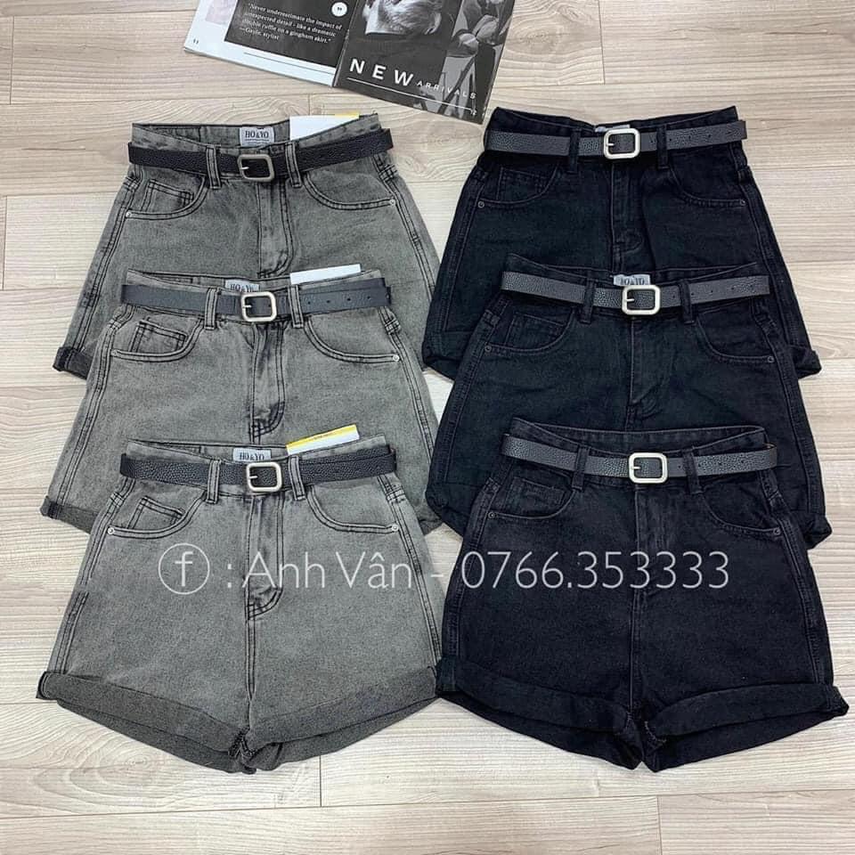 Quần sooc jeans TRƠN 2 màu đen, xám