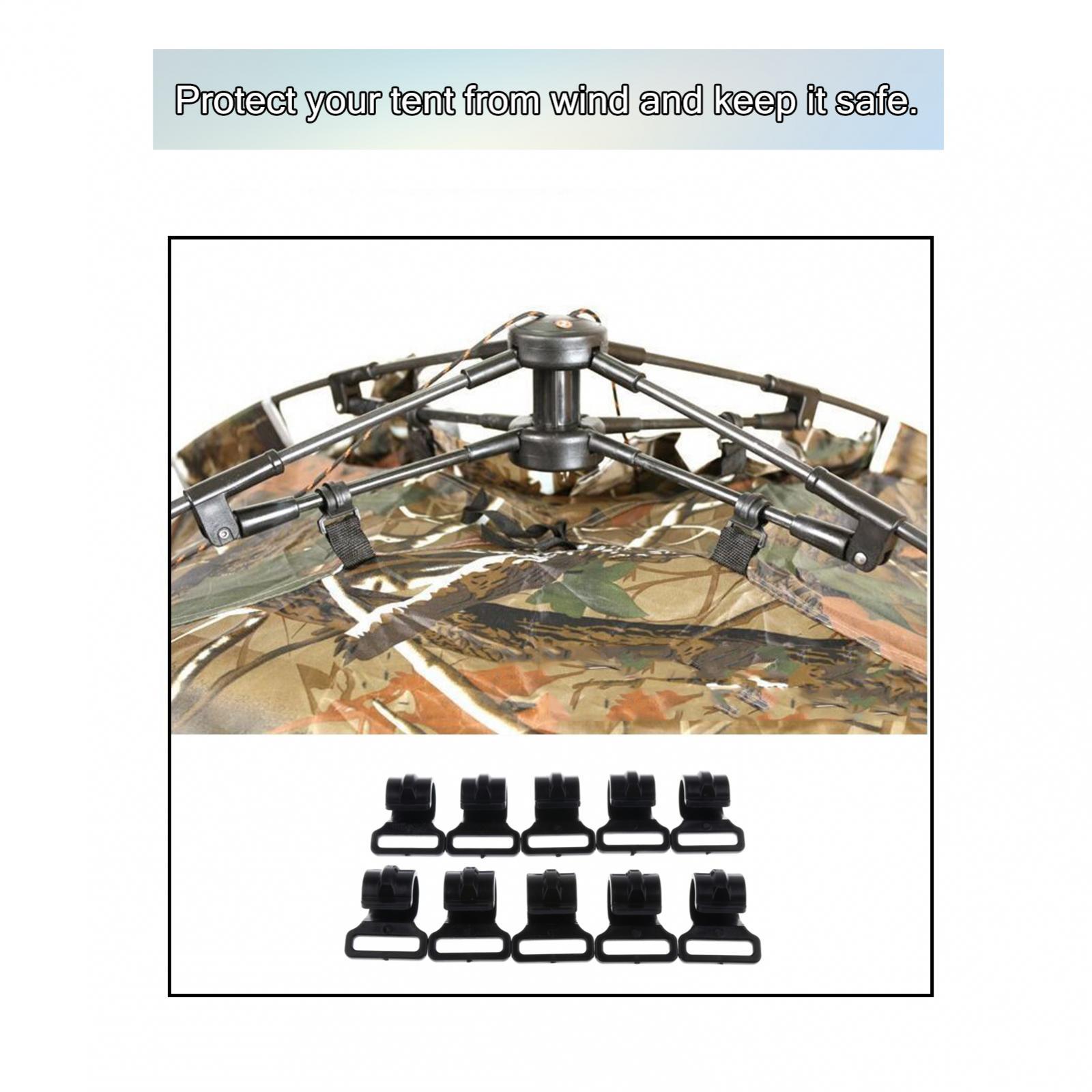 2x10pcs Camping Tent Clips Accessories Outdoor Tent Hook Clamp Black 2.5cm