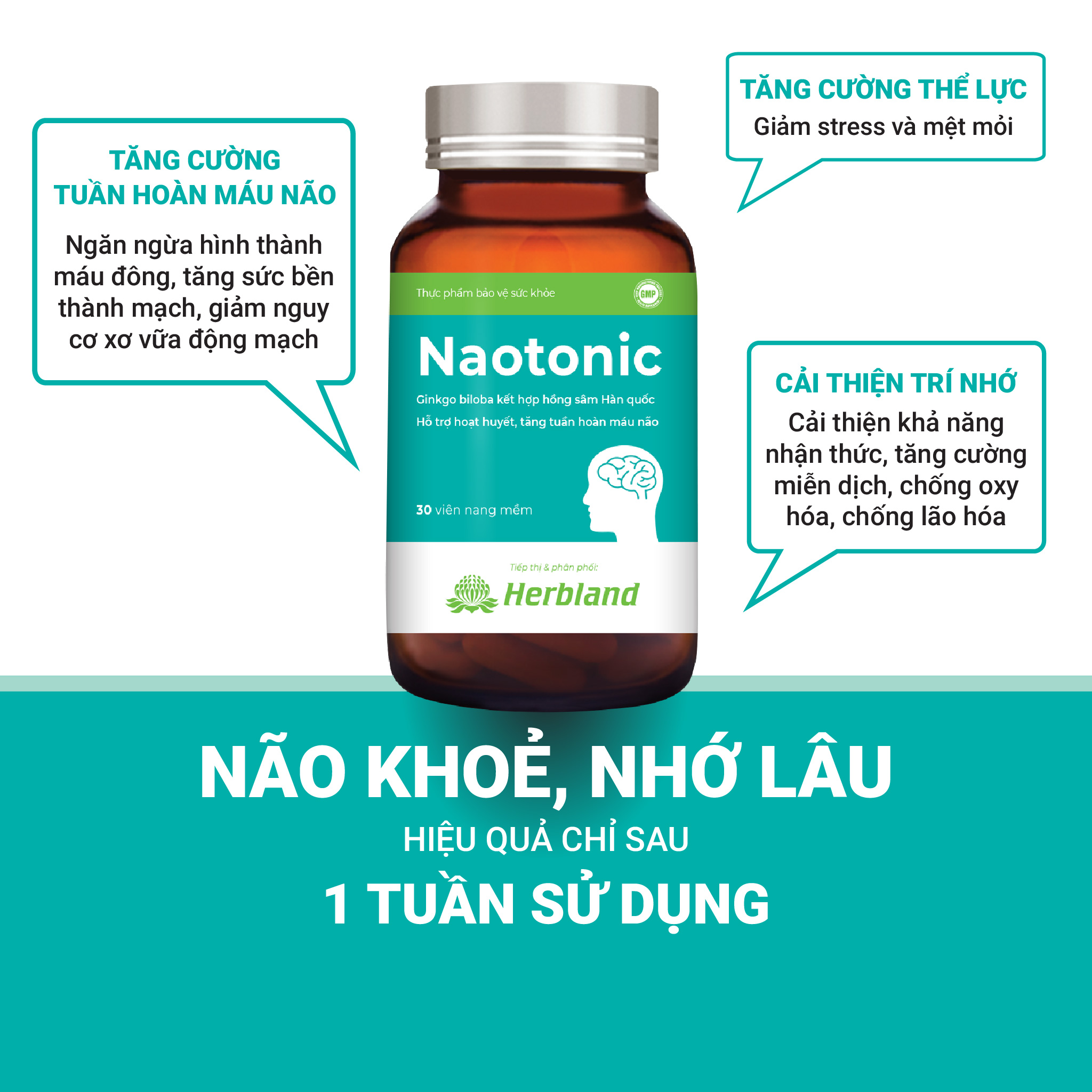 Viên bổ não NAOTONIC Hỗ trợ hoạt huyết, Tăng tuần hoàn não