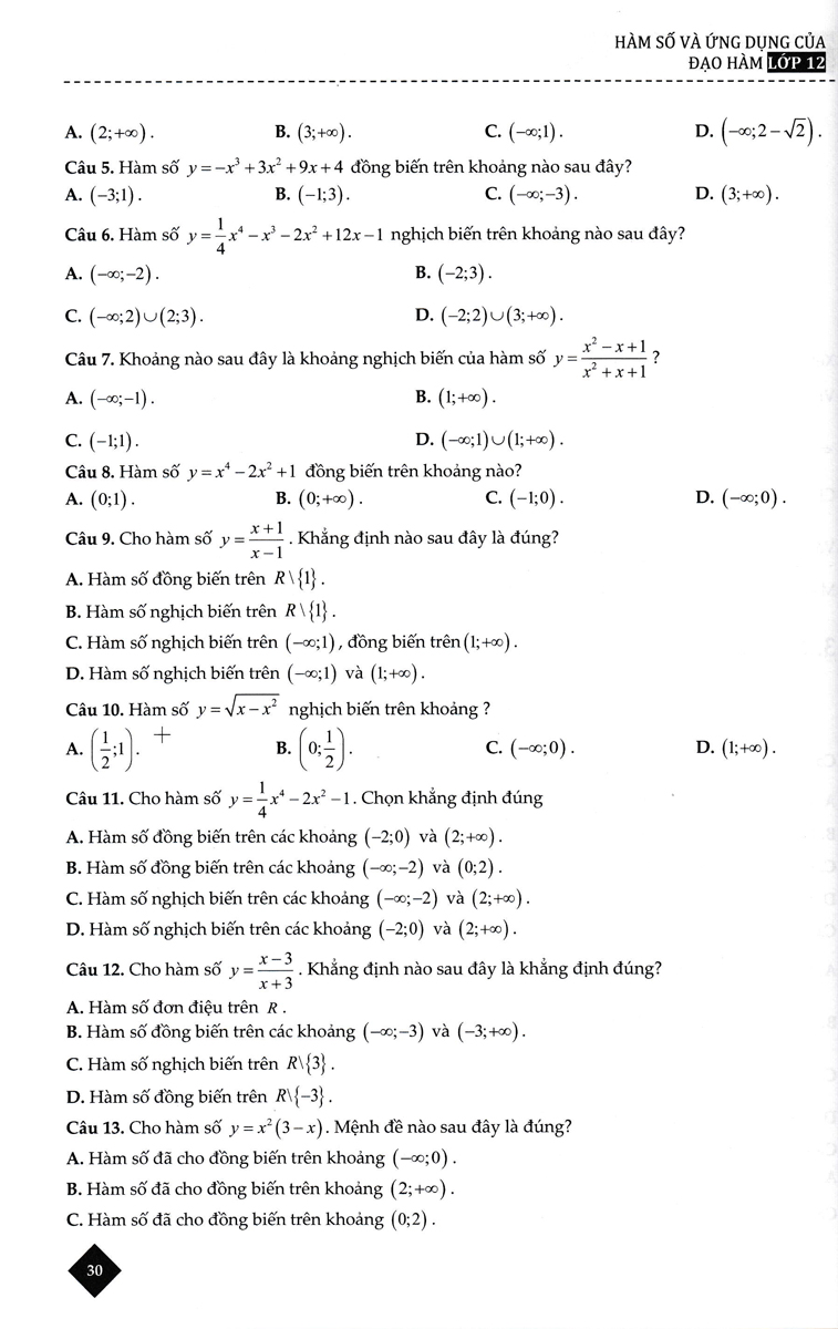 TOP 1 THPT HÀM SỐ VÀ ỨNG DỤNG CỦA ĐẠO HÀM_TCD