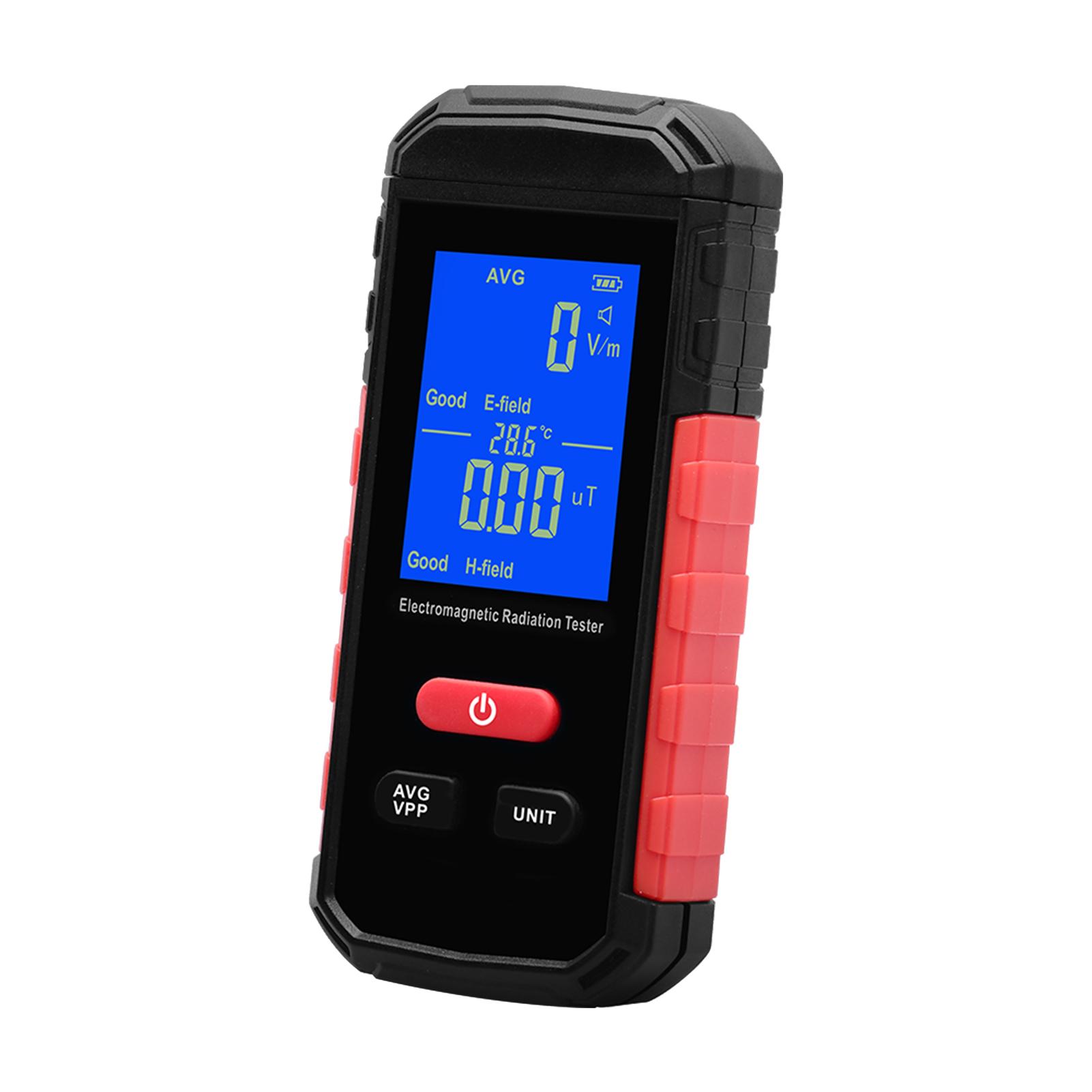 Digital Electromagnetic Radiation Tester EMF Meter LCD Backlight Portable Electric Magnetic Field Radiation Detection Alarm Average/ Peak Mode Rechargeable for Home Appliances Offices Industrial Workplaces