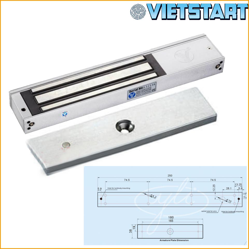 Khóa cửa điện từ ELI-LBS280-lực hút nam châm đơn 280LBS - điện 12/24V DC -dùng cho cửa kính, cửa gỗ, cửa thép..