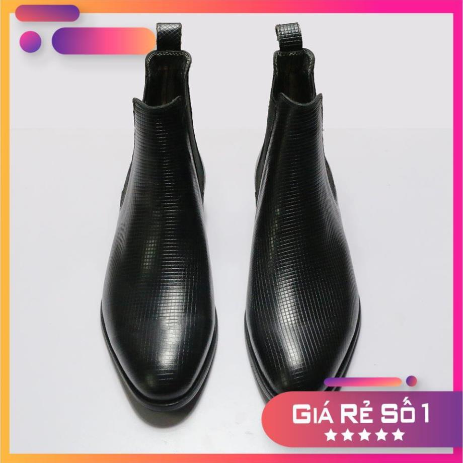 Giầy hàng chất lượng cao Giày Chelsea Boot Nam Da Bò thật dập vân, kiểu dáng đẹp thời trang, tăng chiều cao