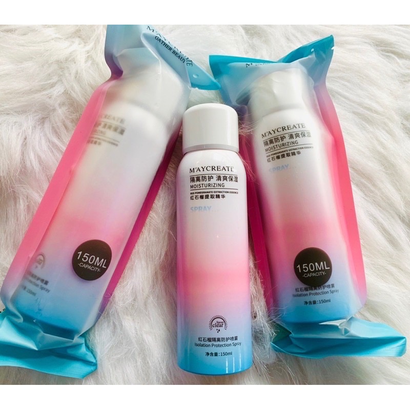 Dụng cụ  trang điểm làm đẹp sức khỏe _ Xịt chống nắng , chống tia UV chai 150ml , bảo vệ cho cả mặt và toàn thân , giữ ẩm da ,chống thấm nước ,không nhờn ,bết dính không tắc nghẽn lỗ chân lông ,phù hợp với mọi loại da