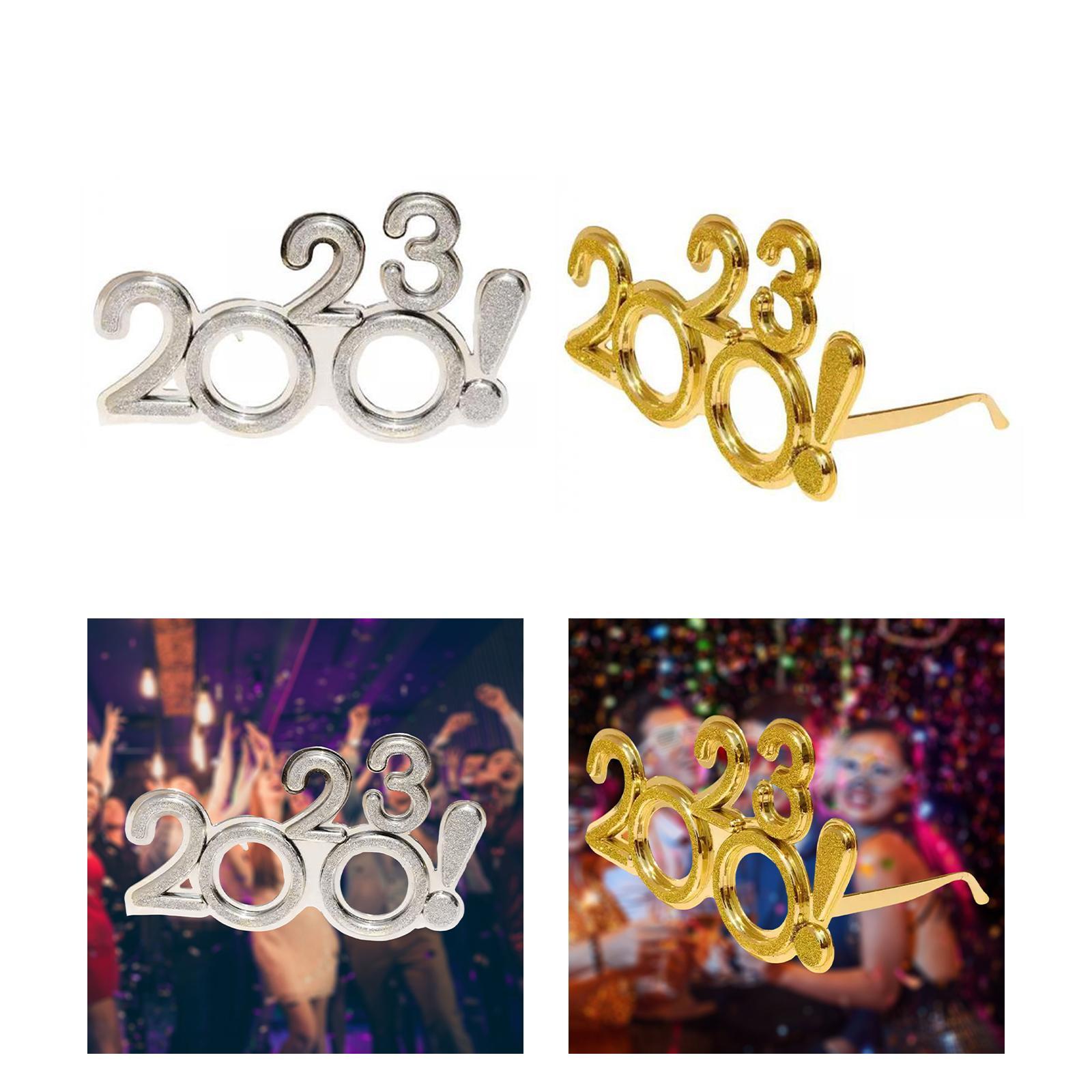 2Pcs New Year Photo Glasses Funny Glitter 2023 Glasses Eve Party Supplies