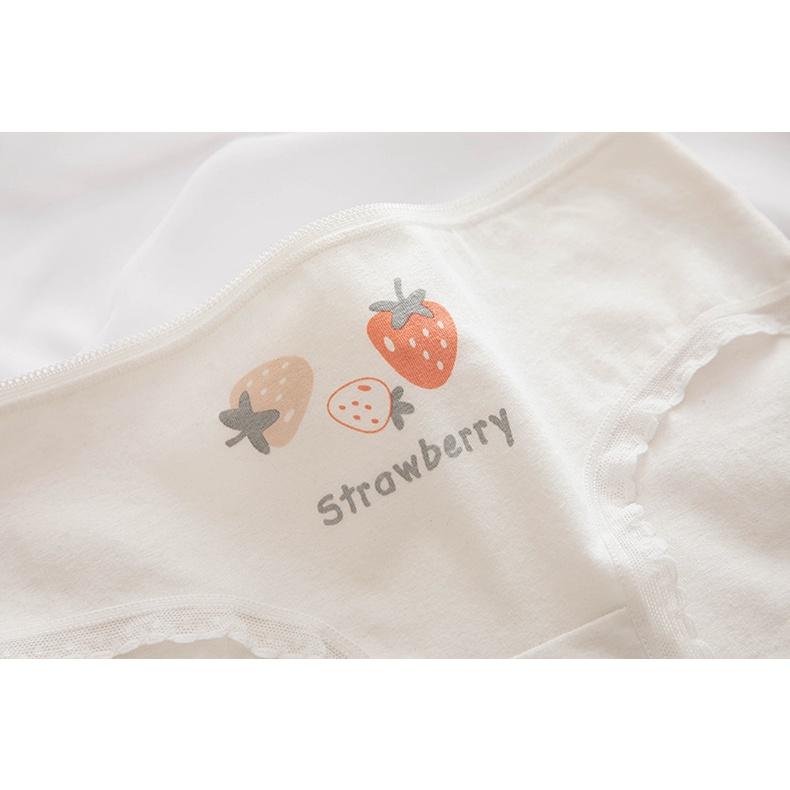 Quần Lót Nữ Cotton Mỏng Kháng Khuẩn Thời Trang Hình Dâu Tây Ngang Eo . Hàng Loại Đẹp.
