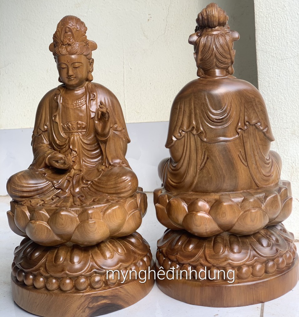 Tượng phật đại thế trí bồ tát bằng gỗ bách xanh thơm nức kt cao 30x15x15cm