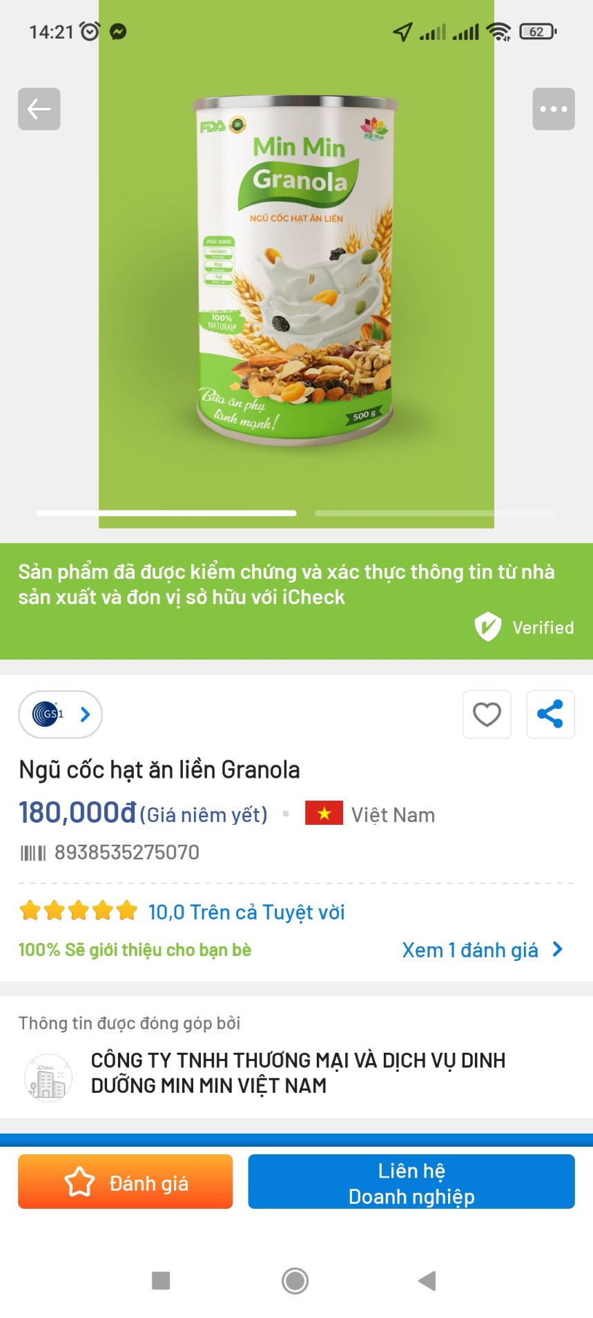 Hình ảnh Ngũ Cốc Hạt Min Min Ăn Liền GRANOLA _ Ngũ Cốc Ăn Liền Min Min Vị Truyền Thống _ ngũ cốc mix hoa quả xấy(1 hộp 500Gr)