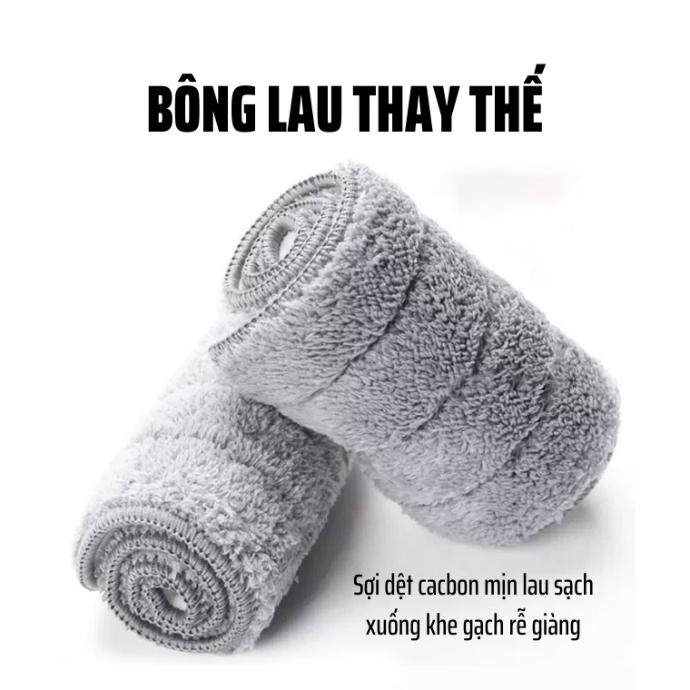 Miếng Giẻ Lau Nhà Vải Microfiber Cao Cấp - Bông Lau Thay Thế Cây Lau Nhà Thông Minh Tự Vắt Tiện Lợi - Giẻ Lau Nhà Kích Thước 38x12cm Hình Chữ Nhật Cao Cấp