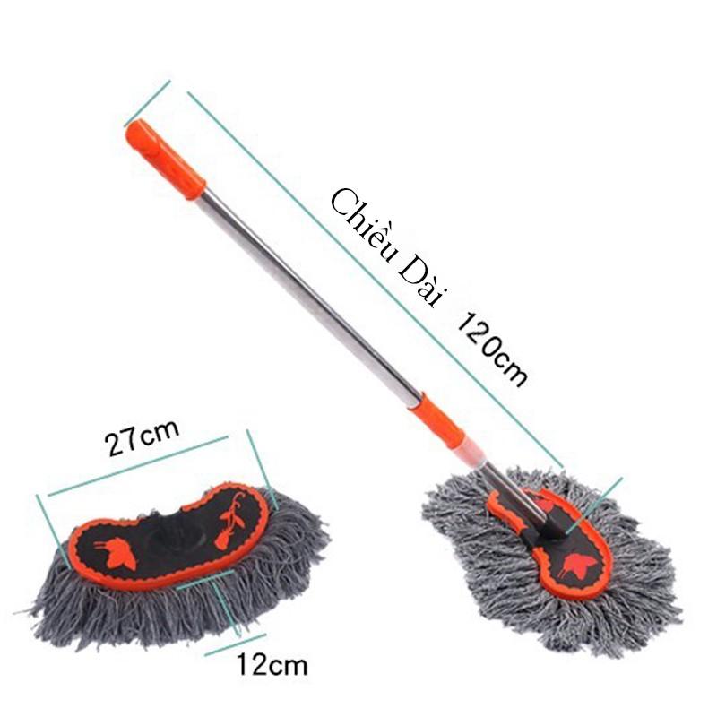 Cây Lau Rửa Xe Ô Tô Cán Dài,Sợi Lau Mềm - Chổi Dài xám cán inox bền bỉ có thể kéo dài hoặc thu gọn