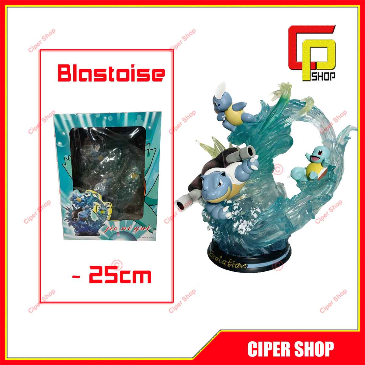 Mô hình rùa nước Blastoise Pokemon - Có Led - Figure Pokemon hệ tiến hóa