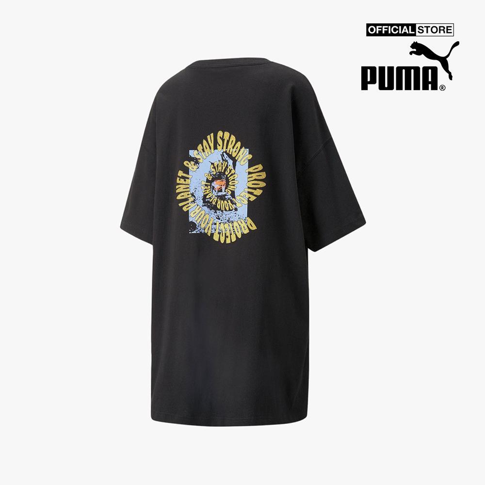 PUMA - Đầm mini ngắn tay phom suông Downtown Graphic538376-0